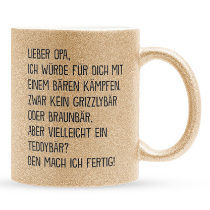 22Feels® Opa Geschenk - Glitzertasse mit Spruch (Gold, 320ml)-Glitzertasse Gold 320ml-22Feels