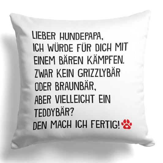 22Feels® Hundepapa Geschenk für Dog Dads und Hunde Herrchen - Kissen mit Spruch (Weiss 40x40cm)-Kissen Weiss 40x40-22Feels