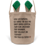 22Feels® Katzenmama Frauchen Katzen Osterkorb mit Henkel Ostergeschenk Tragetasche Ostern Deko Osternest Körbchen Hasenohren (Beige/Grün)-Ostern Tragetasche-22Feels