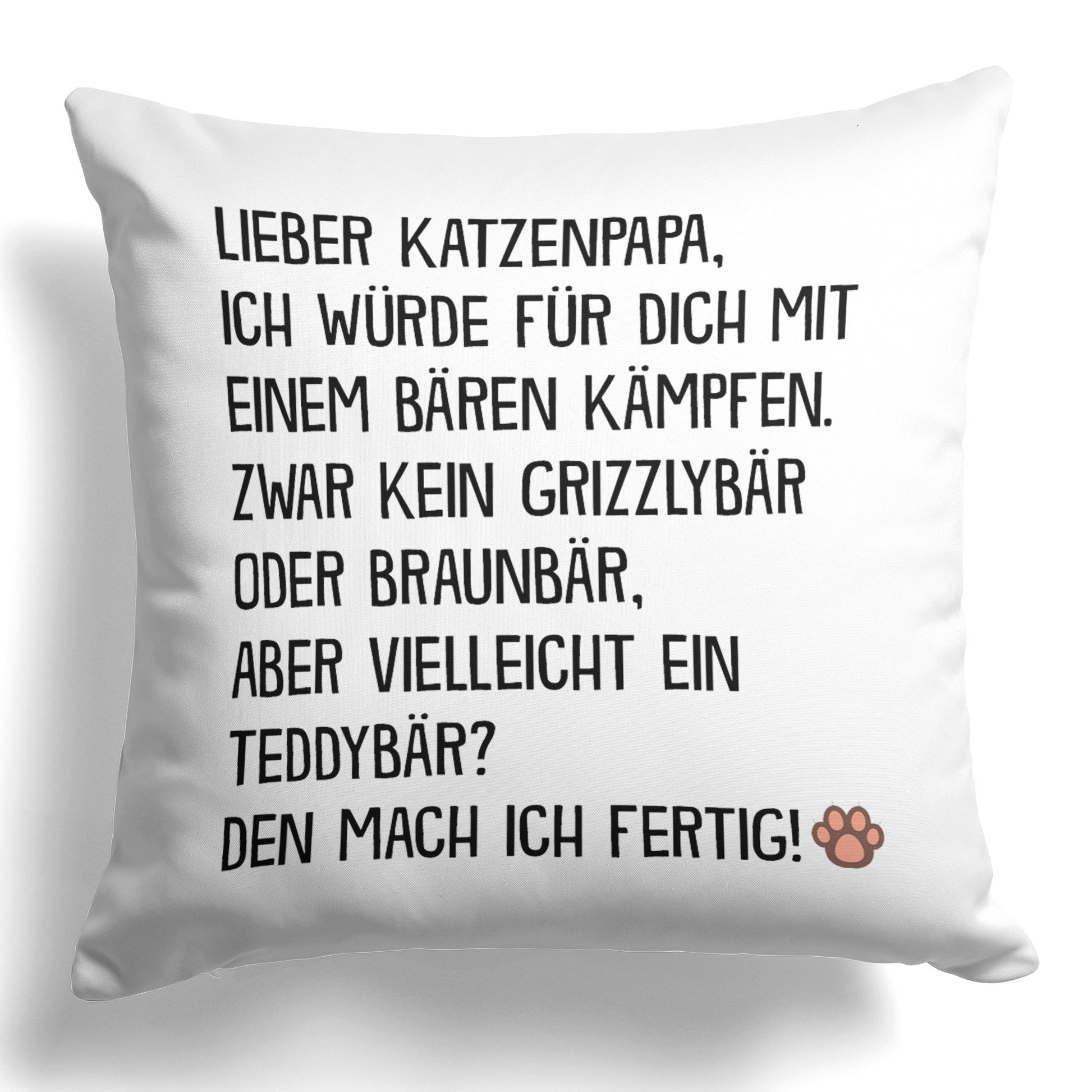 22Feels® Katzenpapa Geschenk für Cat Dads und Katzen-Herrchen - Kissen mit Spruch (Weiss 40x40cm)-Kissen Weiss 40x40-22Feels