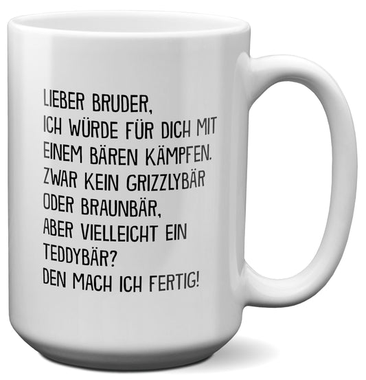 22Feels® Bruder Geschenk - XL Tasse mit Spruch (Weiss, 440ml)-Weisse XL Tasse 440ml-22Feels
