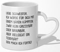22Feels® Schwester Geschenk - Tasse mit Spruch (Herzhenkel, Weiss, 320ml)-Tasse Weiss Herzhenkel 320ml-22Feels