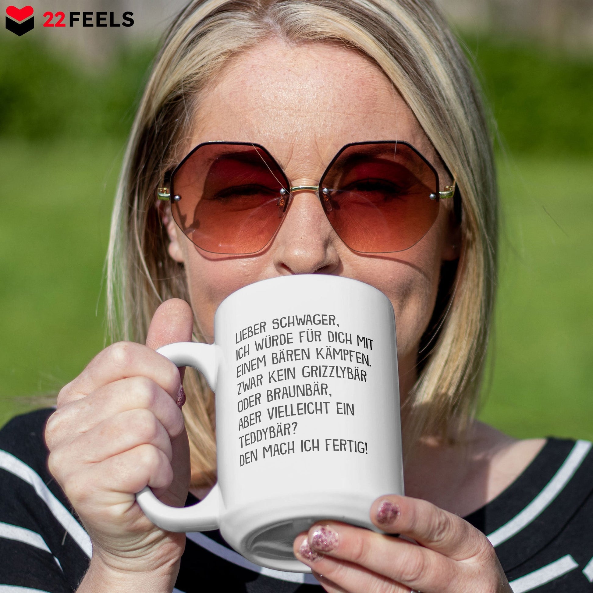 22Feels® Schwager Geschenk - XL Tasse mit Spruch (Weiss, 440ml)-Weisse XL Tasse 440ml-22Feels