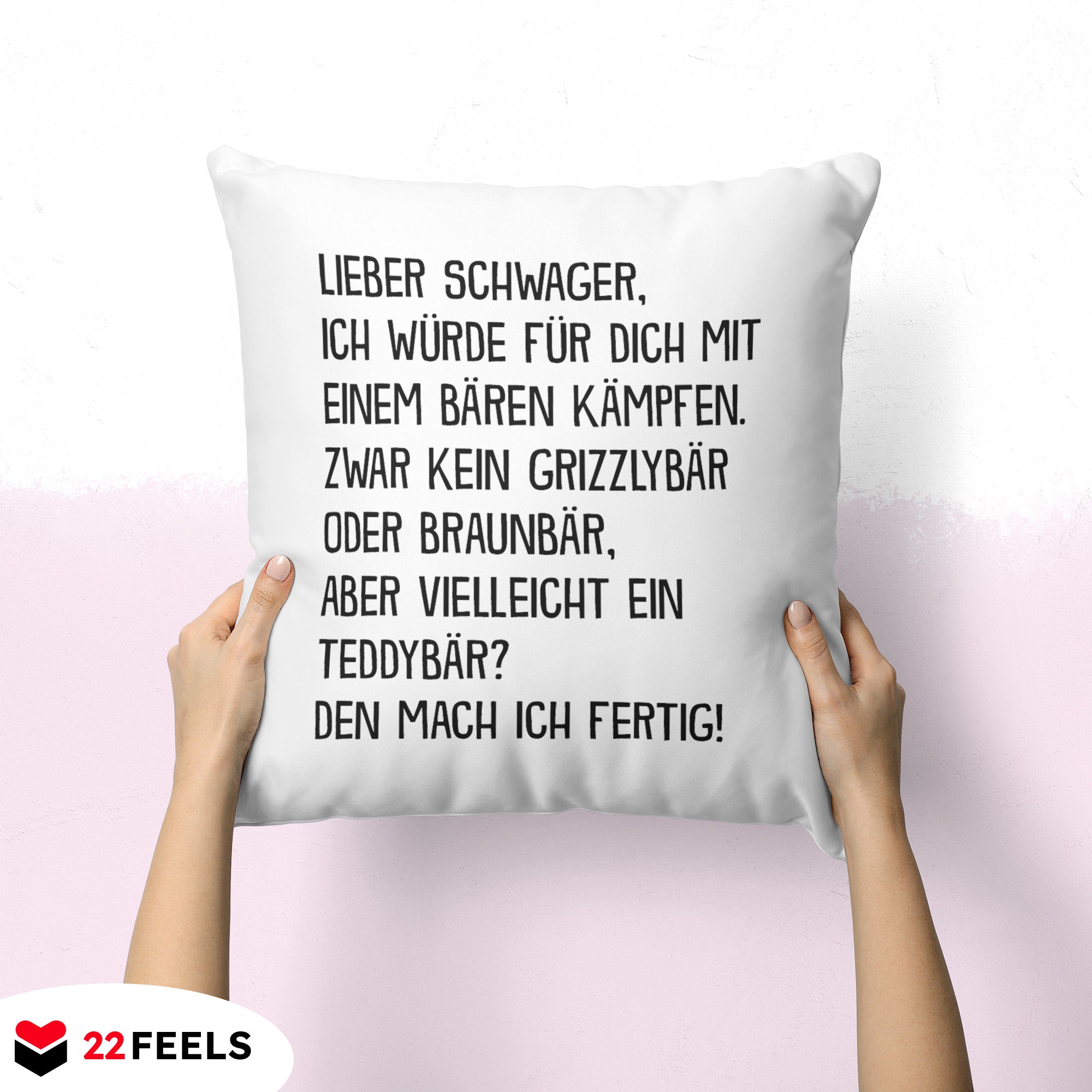 22Feels® Schwager Geschenk - Kissen mit Spruch (Weiss 40x40cm)-Kissen Weiss 40x40-22Feels