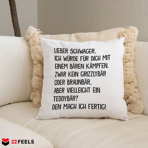 22Feels® Schwager Geschenk - Kissen mit Spruch (Weiss 40x40cm)-Kissen Weiss 40x40-22Feels