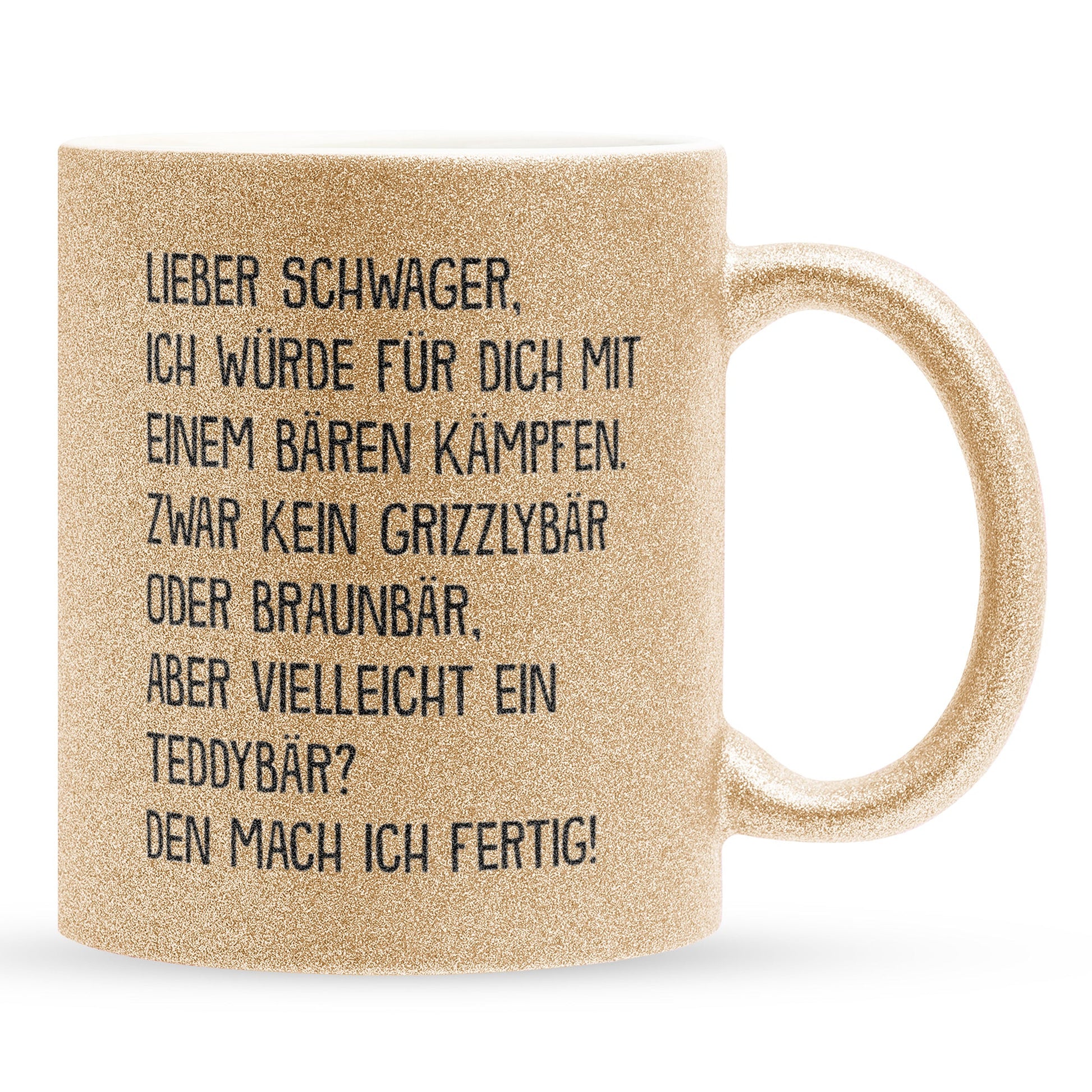 22Feels® Schwager Geschenk - Glitzertasse mit Spruch (Gold, 320ml)-Glitzertasse Gold 320ml-22Feels