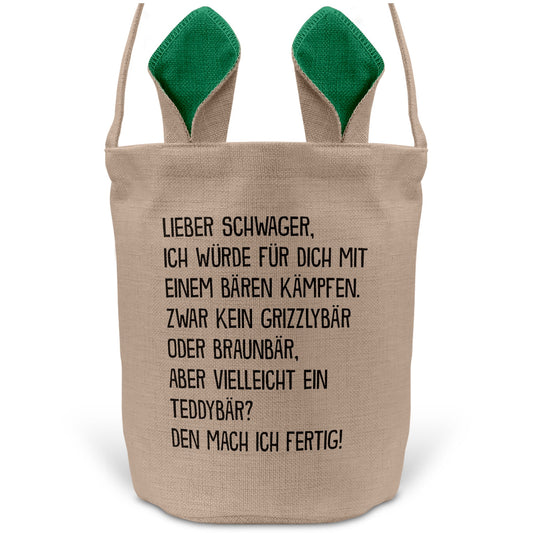 22Feels® Schwager Osterkorb mit Henkel Ostergeschenk Tragetasche Ostern Deko Osternest Körbchen Hasenohren (Beige/Grün)-Ostern Tragetasche-22Feels