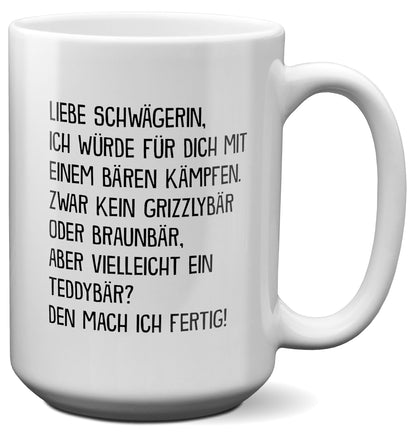 22Feels® Schwägerin Geschenk - XL Tasse mit Spruch (Weiss, 440ml)-Weisse XL Tasse 440ml-22Feels