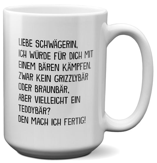 22Feels® Schwägerin Geschenk - XL Tasse mit Spruch (Weiss, 440ml)-Weisse XL Tasse 440ml-22Feels
