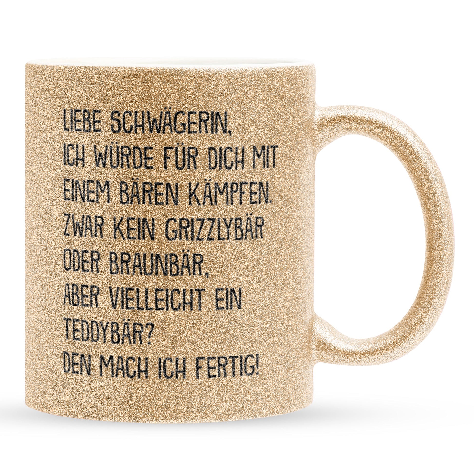 22Feels® Schwägerin Geschenk - Glitzertasse mit Spruch (Gold, 320ml)-Glitzertasse Gold 320ml-22Feels