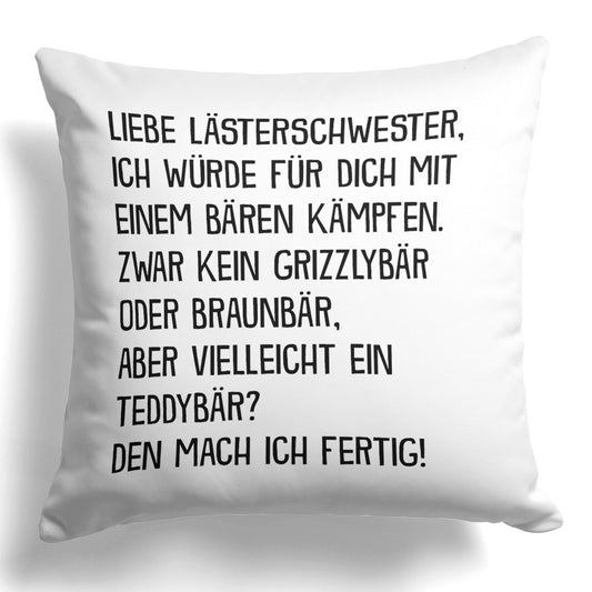 22Feels® Beste Freundin Geschenk - Kissen mit Spruch: Mit Bären Kämpfen (Weiss 40x40cm)-Kissen Weiss 40x40-22Feels