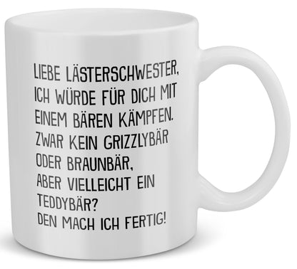 22Feels® Geschenk für Beste Freundin - Tasse mit Spruch: Mit Bären Kämpfen (Weiss, 320ml)-Weisse Tasse 320ml-22Feels