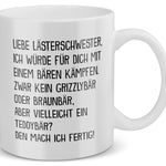 22Feels® Geschenk für Beste Freundin - Tasse mit Spruch: Mit Bären Kämpfen (Weiss, 320ml)-Weisse Tasse 320ml-22Feels