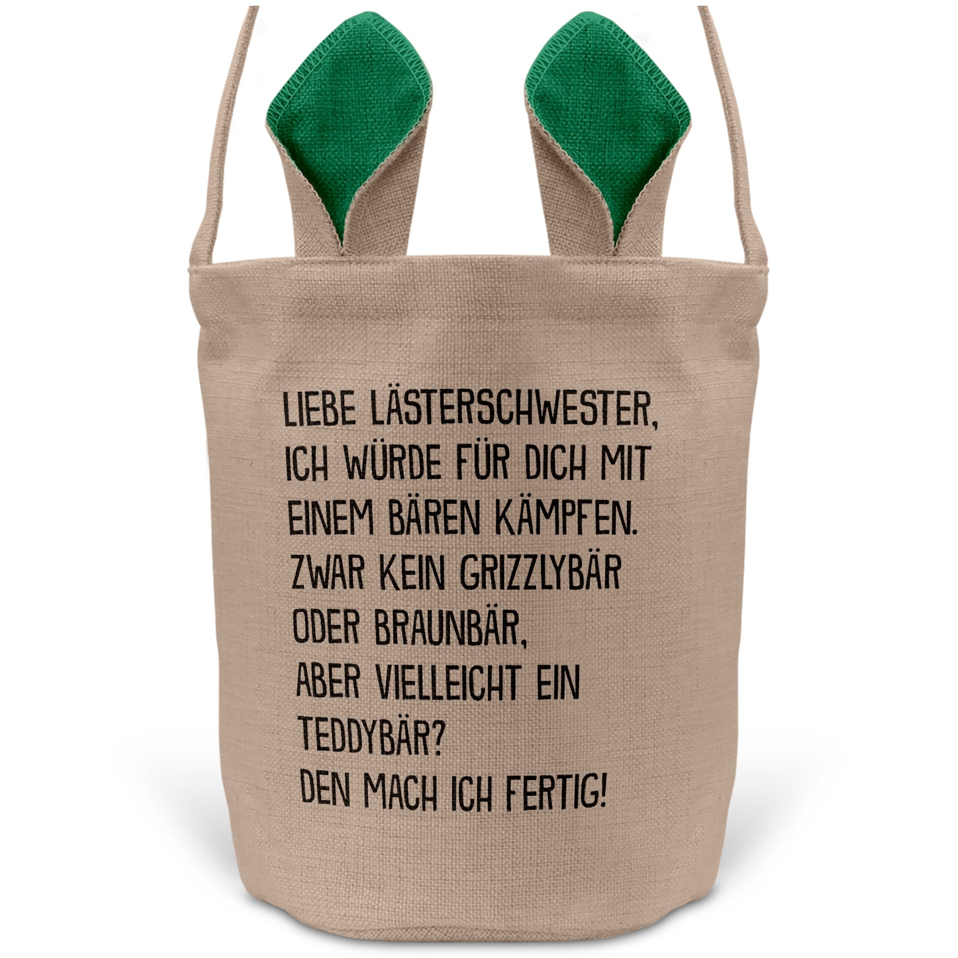 22Feels® Beste Freundin BFF Osterkorb mit Henkel Ostergeschenk Tragetasche Ostern Deko Osternest Körbchen Hasenohren (Beige/Grün)-Ostern Tragetasche-22Feels