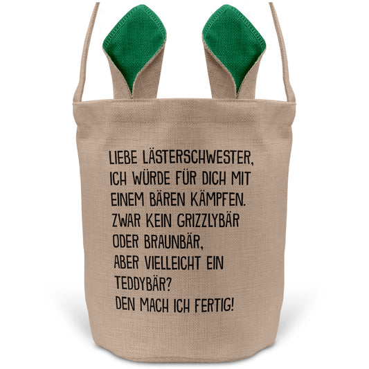 22Feels® Beste Freundin BFF Osterkorb mit Henkel Ostergeschenk Tragetasche Ostern Deko Osternest Körbchen Hasenohren (Beige/Grün)-Ostern Tragetasche-22Feels