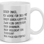22Feels® Onkel Geschenk - Tasse mit Spruch: Mit Bären Kämpfen (Weiss, 320ml)-Weisse Tasse 320ml-22Feels