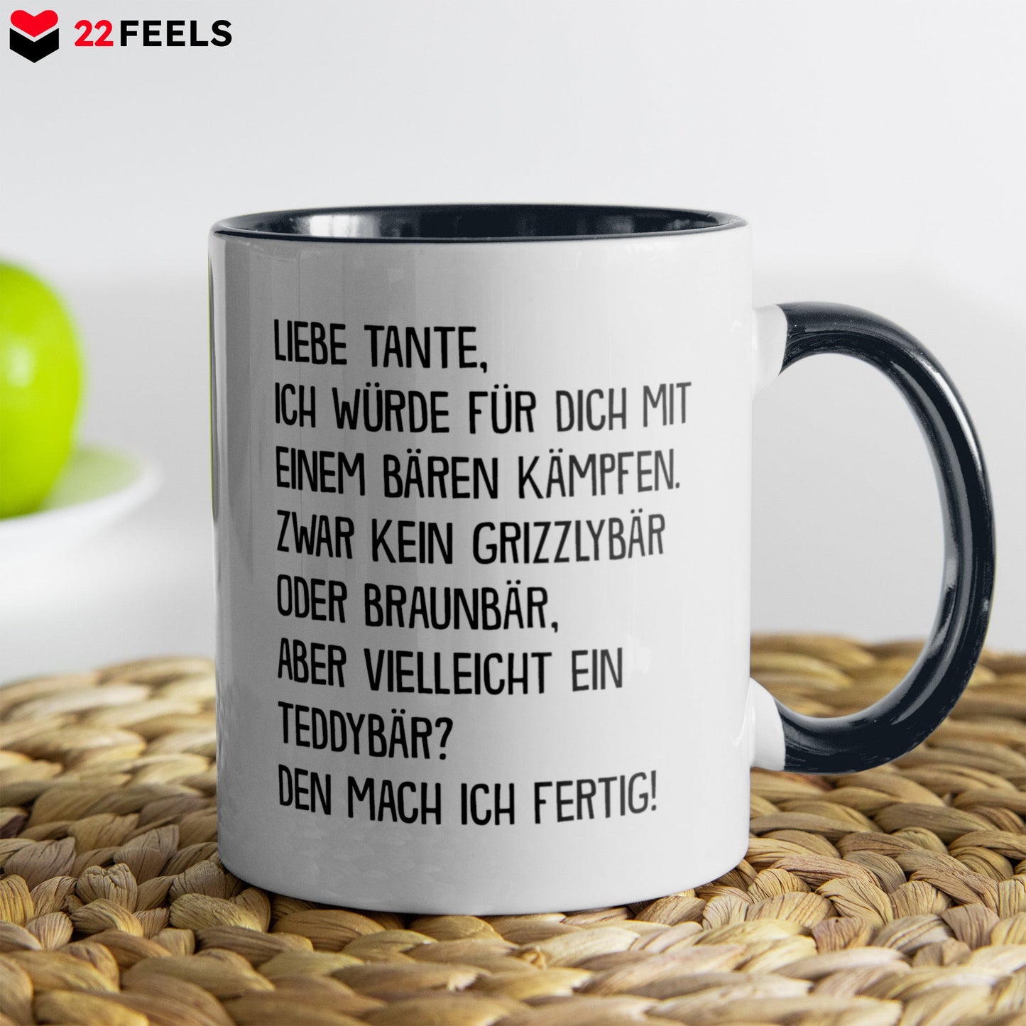 22Feels® Tante Geschenk - Tasse mit Spruch (Weiss-Schwarz, 320ml)-TwoTone Tasse Weiss-Schwarz 320ml-22Feels
