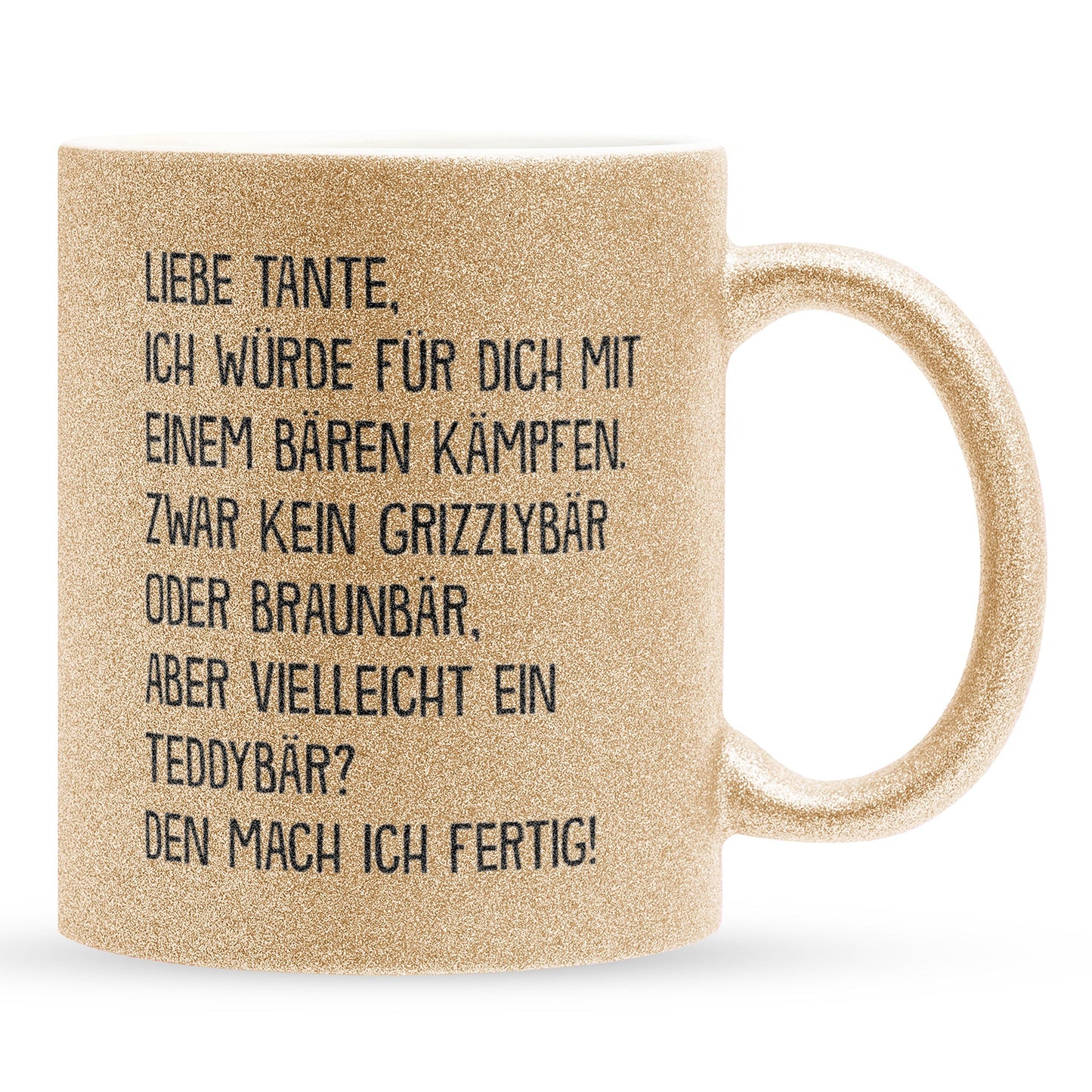 22Feels® Tante Geschenk - Glitzertasse mit Spruch (Gold, 320ml)-Glitzertasse Gold 320ml-22Feels