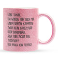 22Feels® Tante Geschenk - Glitzertasse mit Spruch (Pink, 320ml)-Glitzertasse Pink 320ml-22Feels