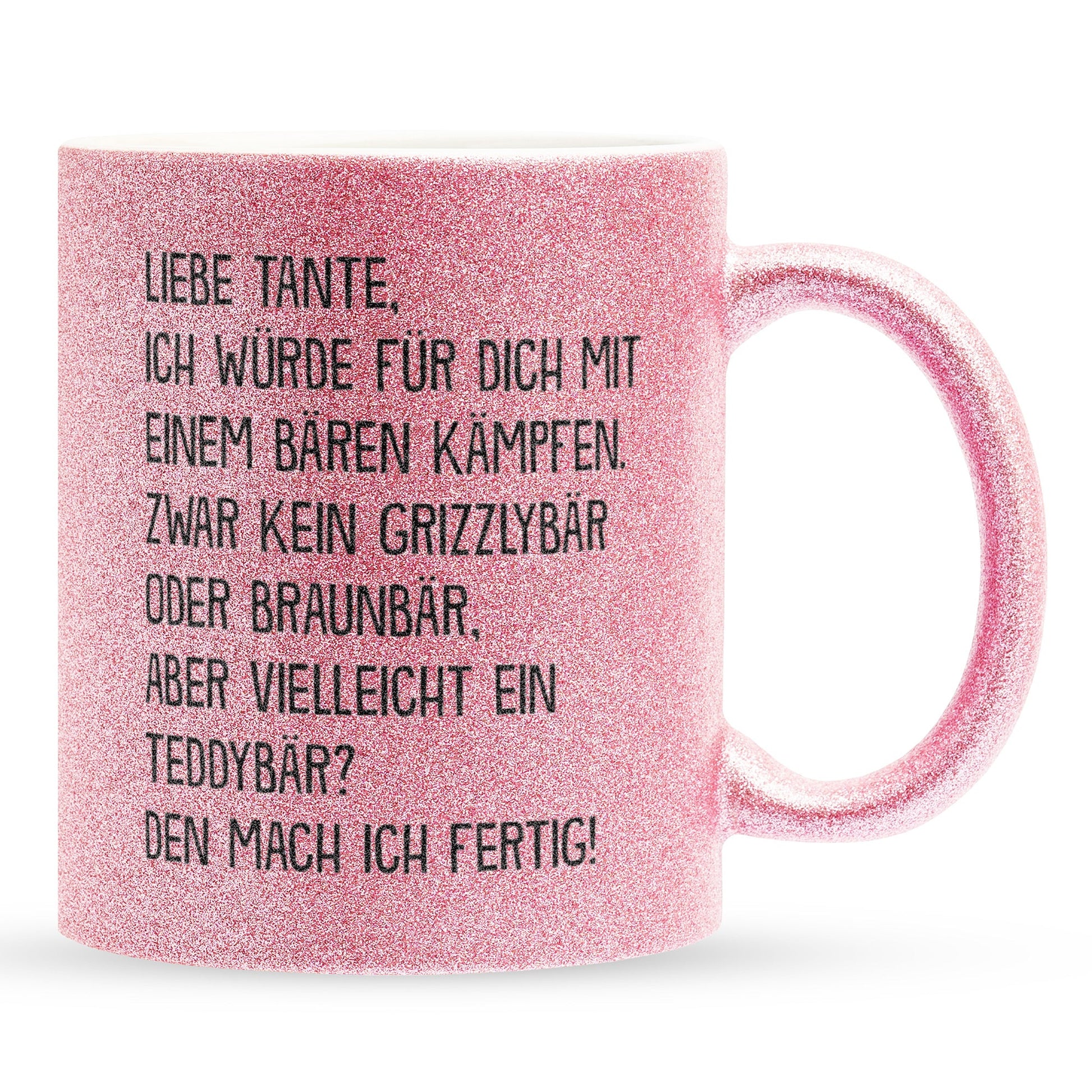 22Feels® Tante Geschenk - Glitzertasse mit Spruch (Pink, 320ml)-Glitzertasse Pink 320ml-22Feels