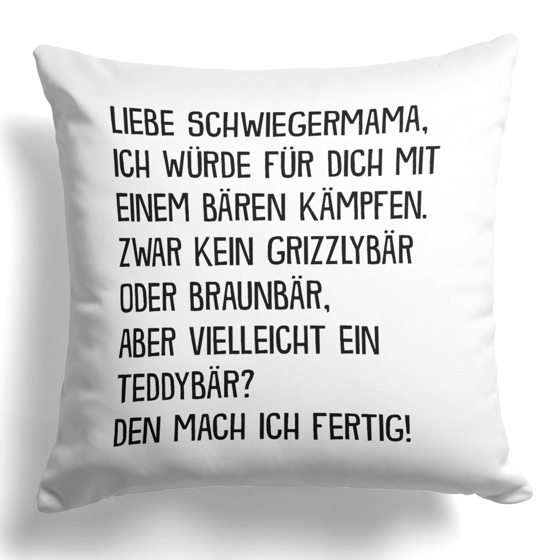 22Feels® Schwiegermama Geschenk - Kissen mit Spruch (Weiss 40x40cm)-Kissen Weiss 40x40-22Feels