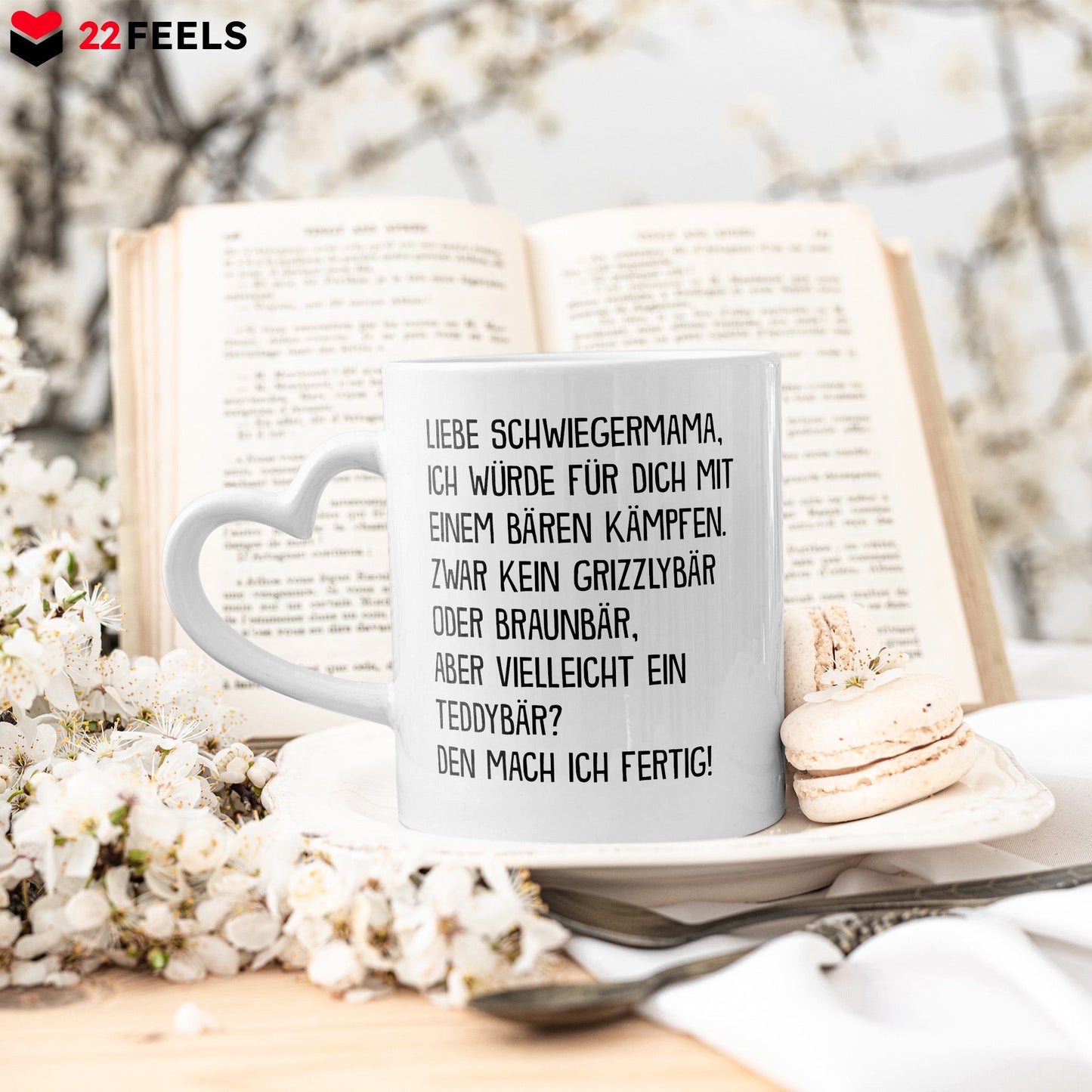 22Feels® Schwiegermutter Geschenk - Tasse mit Spruch (Herzhenkel, Weiss, 320ml)-Tasse Weiss Herzhenkel 320ml-22Feels