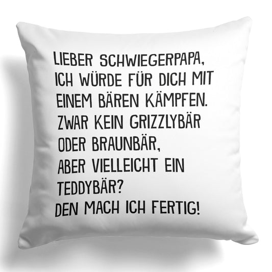 22Feels® Schwiegerpapa Geschenk - Kissen mit Spruch (Weiss 40x40cm)-Kissen Weiss 40x40-22Feels
