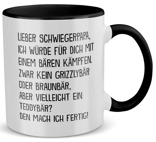 22Feels® Schwiegerpapa Geschenk - Tasse mit Spruch (Weiss-Schwarz, 320ml)-TwoTone Tasse Weiss-Schwarz 320ml-22Feels