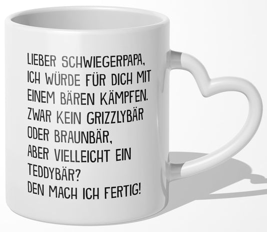 22Feels® Schwiegervater Geschenk - Tasse mit Spruch (Herzhenkel, Weiss, 320ml)-Tasse Weiss Herzhenkel 320ml-22Feels