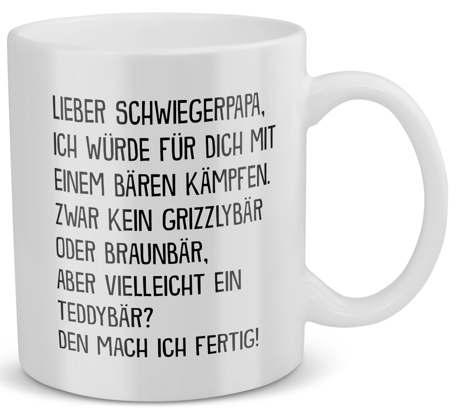22Feels® Schwiegervater Geschenk - Tasse mit Spruch: Mit Bären Kämpfen (Weiss, 320ml)-Weisse Tasse 320ml-22Feels