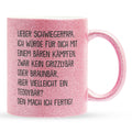 22Feels® Schwiegerpapa Geschenk - Glitzertasse mit Spruch (Pink, 320ml)-Glitzertasse Pink 320ml-22Feels