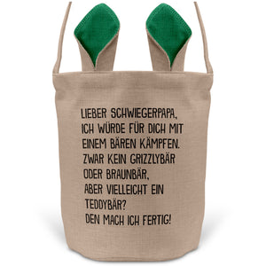22Feels® Schwiegerpapa Osterkorb mit Henkel Ostergeschenk Tragetasche Ostern Deko Osternest Körbchen Hasenohren (Beige/Grün)-Ostern Tragetasche-22Feels