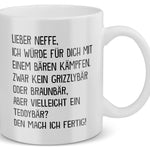 22Feels® Neffe Geschenk - Tasse mit Spruch: Mit Bären Kämpfen (Weiss, 320ml)-Weisse Tasse 320ml-22Feels