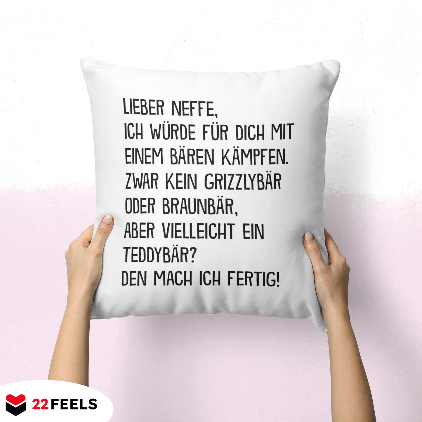 22Feels® Neffe Geschenk - Kissen mit Spruch (Weiss 40x40cm)-Kissen Weiss 40x40-22Feels