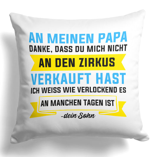 22Feels® Papa Geschenk vom Sohn - Kissen mit Spruch (Weiss 40x40cm)-Kissen Weiss 40x40-22Feels