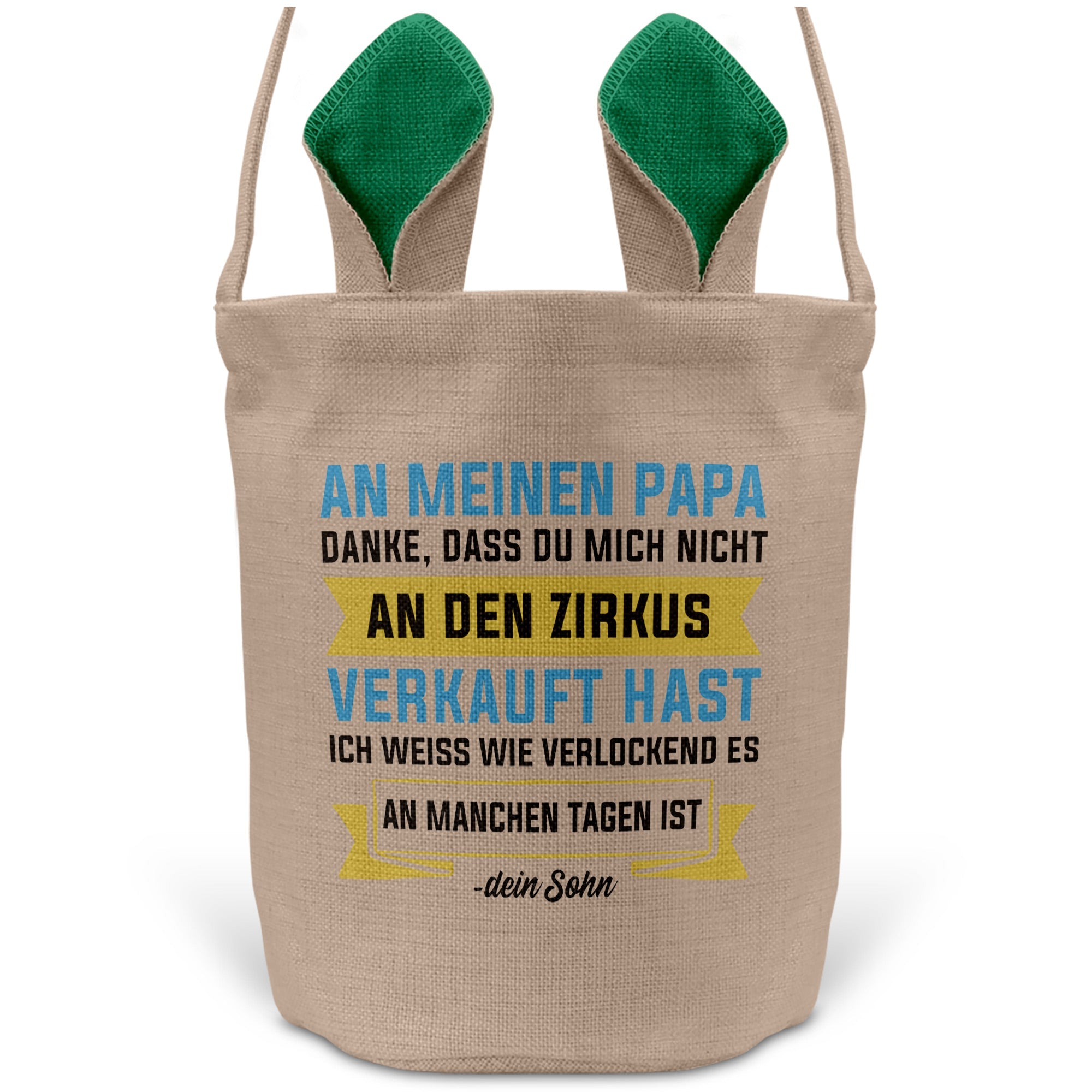 22Feels® Papa Osterkorb von Sohn Vater mit Henkel Ostergeschenk Tragetasche Ostern Deko Osternest Körbchen Hasenohren (Beige/Grün)-Ostern Tragetasche-22Feels