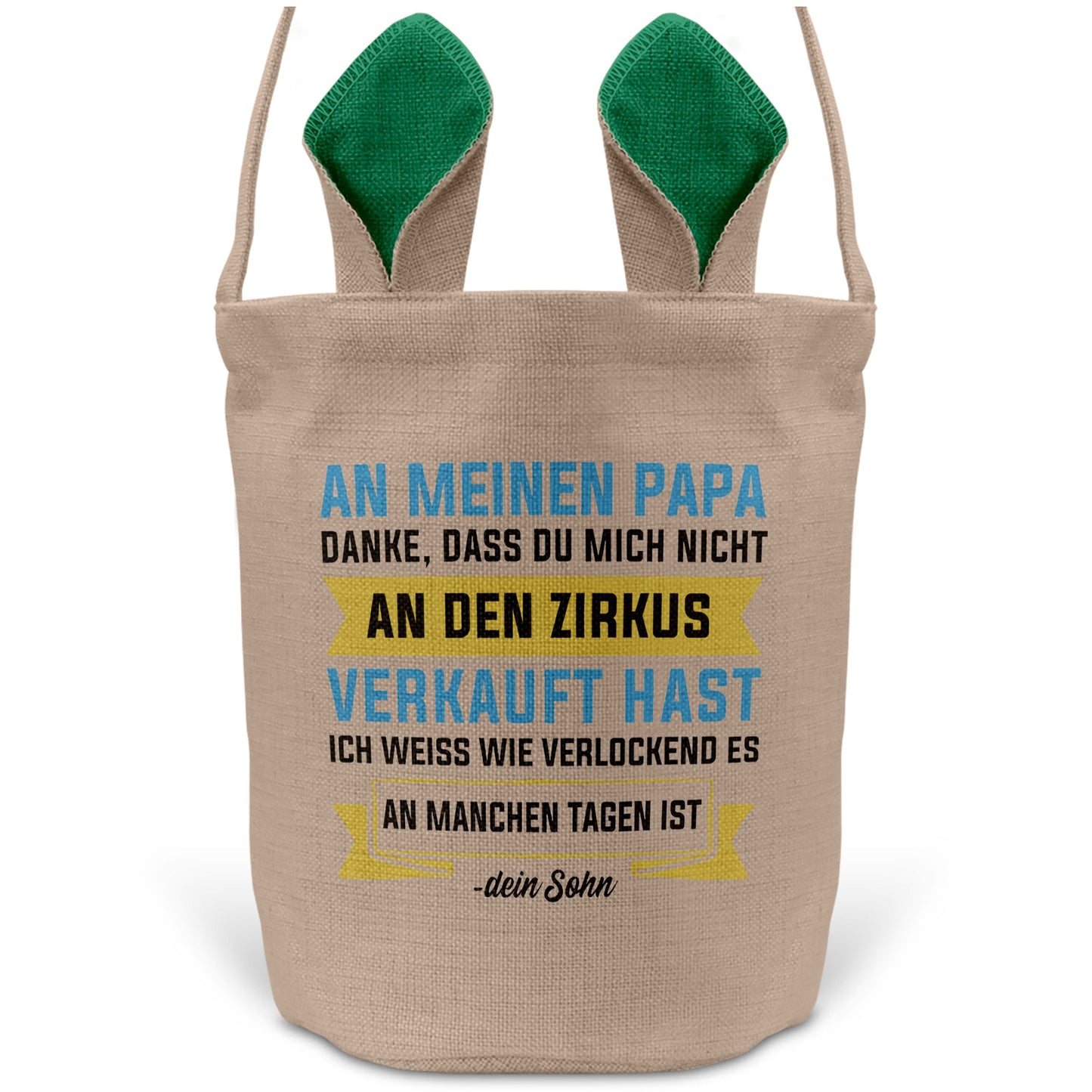 22Feels® Papa Osterkorb von Sohn Vater mit Henkel Ostergeschenk Tragetasche Ostern Deko Osternest Körbchen Hasenohren (Beige/Grün)-Ostern Tragetasche-22Feels