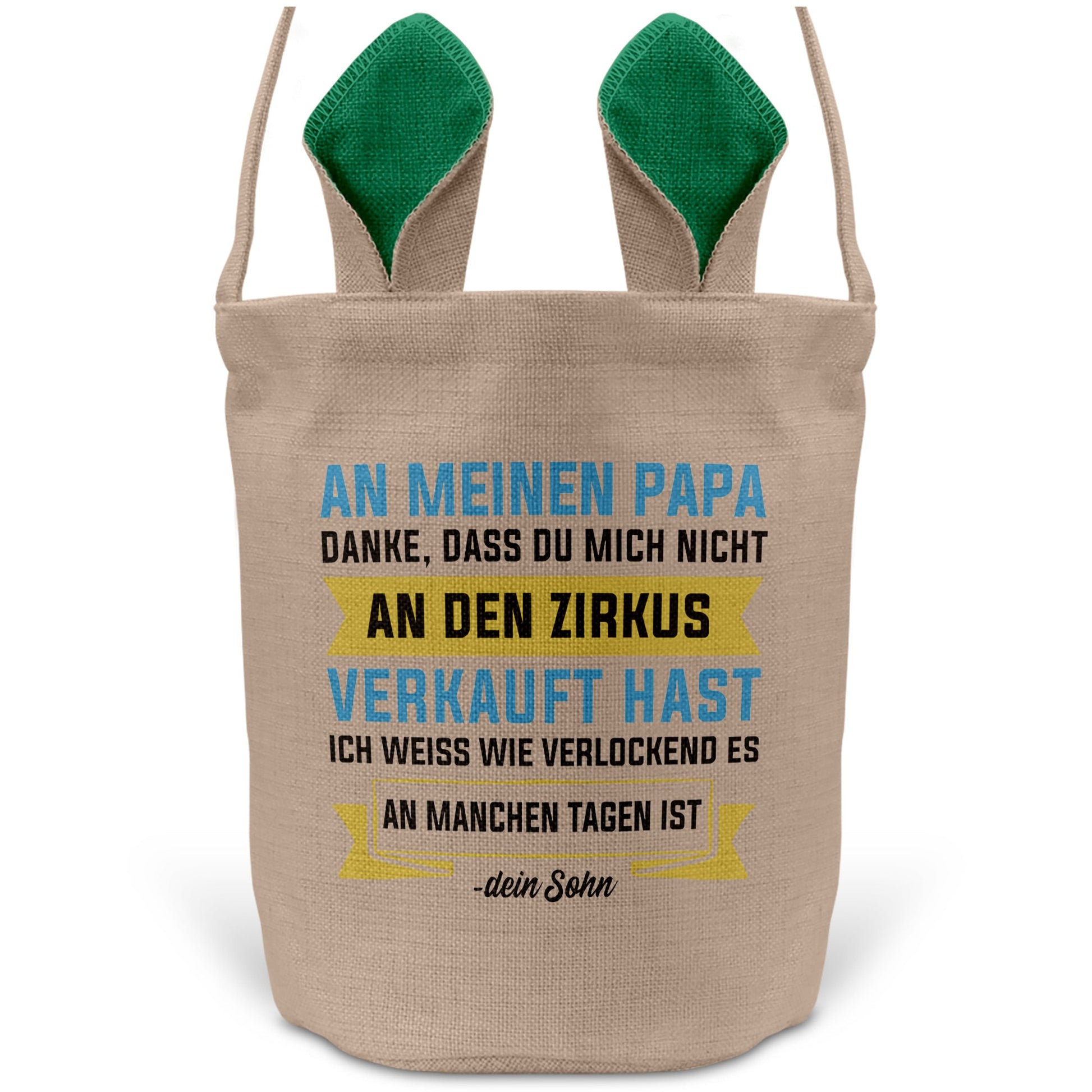 22Feels® Papa Osterkorb von Sohn Vater mit Henkel Ostergeschenk Tragetasche Ostern Deko Osternest Körbchen Hasenohren (Beige/Grün)-Ostern Tragetasche-22Feels