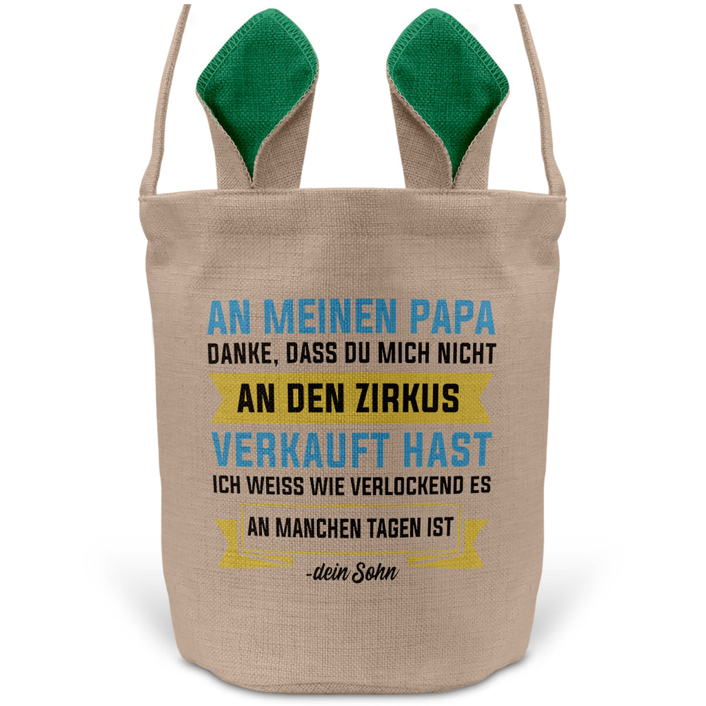 22Feels® Papa Osterkorb von Sohn Vater mit Henkel Ostergeschenk Tragetasche Ostern Deko Osternest Körbchen Hasenohren (Beige/Grün)-Ostern Tragetasche-22Feels