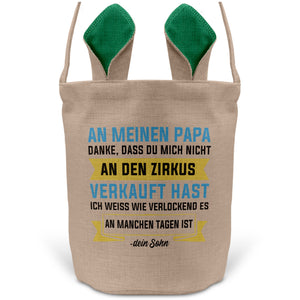 22Feels® Papa Osterkorb von Sohn Vater mit Henkel Ostergeschenk Tragetasche Ostern Deko Osternest Körbchen Hasenohren (Beige/Grün)-Ostern Tragetasche-22Feels