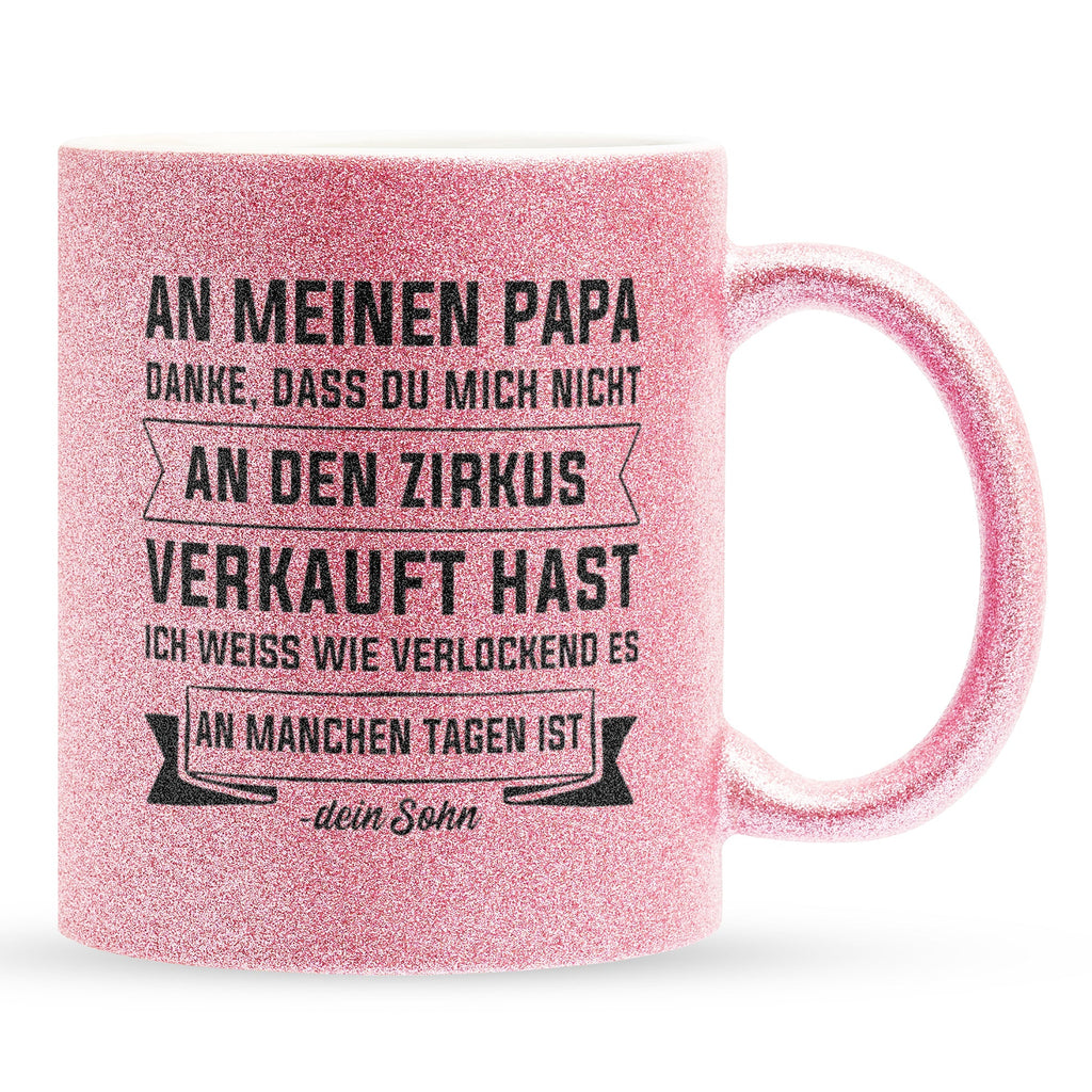 22Feels® Papa Geschenk von Sohn - Glitzertasse mit Spruch (Pink, 320ml)-Glitzertasse Pink 320ml-22Feels
