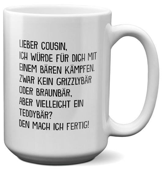 22Feels® Cousin Geschenk - XL Tasse mit Spruch (Weiss, 440ml)-Weisse XL Tasse 440ml-22Feels