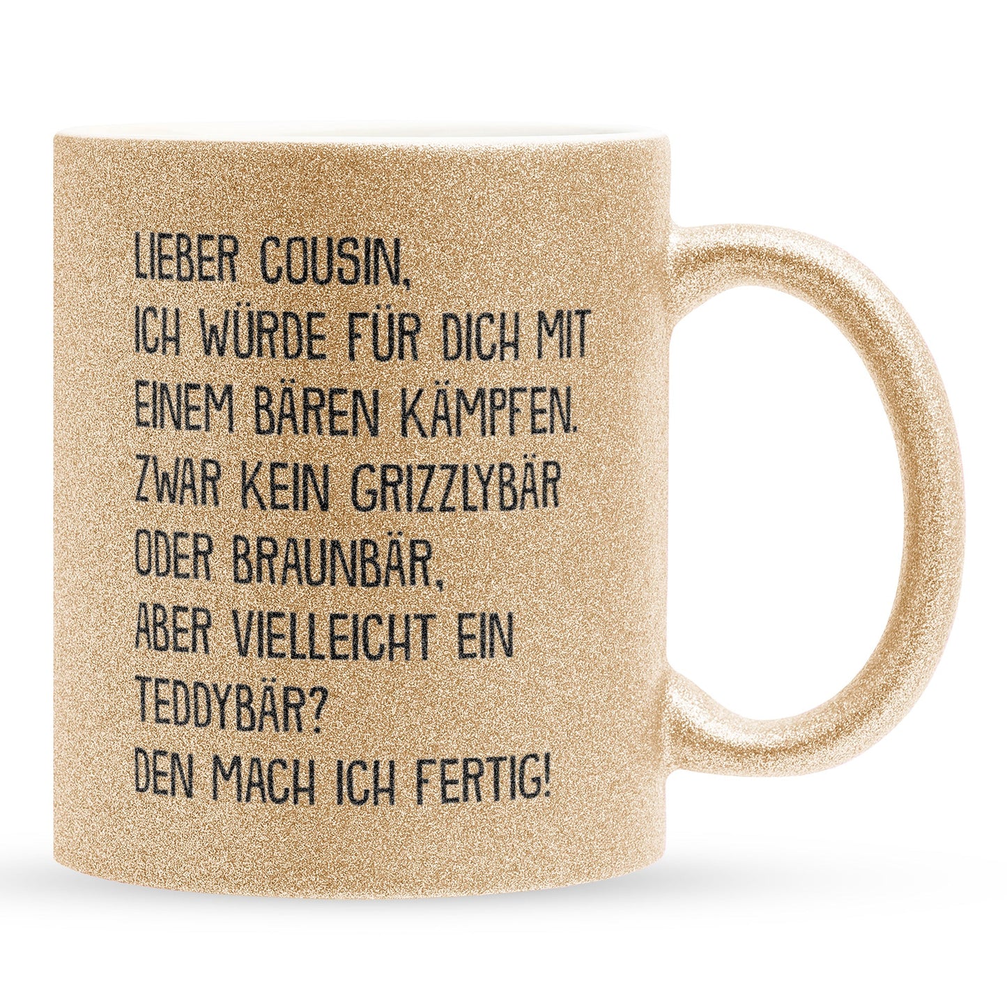 22Feels® Cousin Geschenk - Glitzertasse mit Spruch (Gold, 320ml)-Glitzertasse Gold 320ml-22Feels