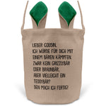 22Feels® Cousin Jungs Osterkorb mit Henkel Ostergeschenk Tragetasche Ostern Deko Osternest Körbchen Hasenohren (Beige/Grün)-Ostern Tragetasche-22Feels