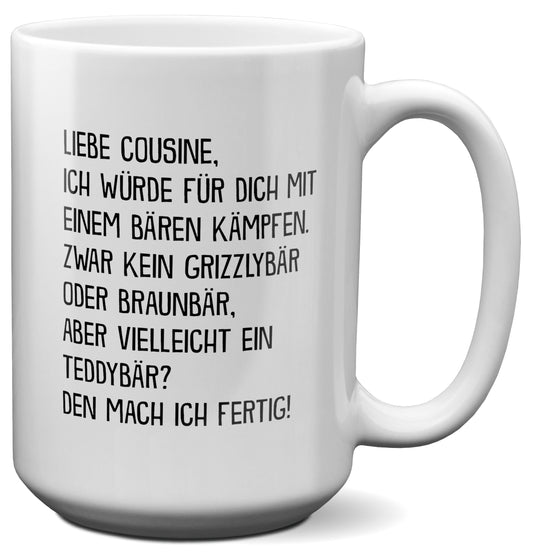 22Feels® Cousine Geschenk - XL Tasse mit Spruch (Weiss, 440ml)-Weisse XL Tasse 440ml-22Feels