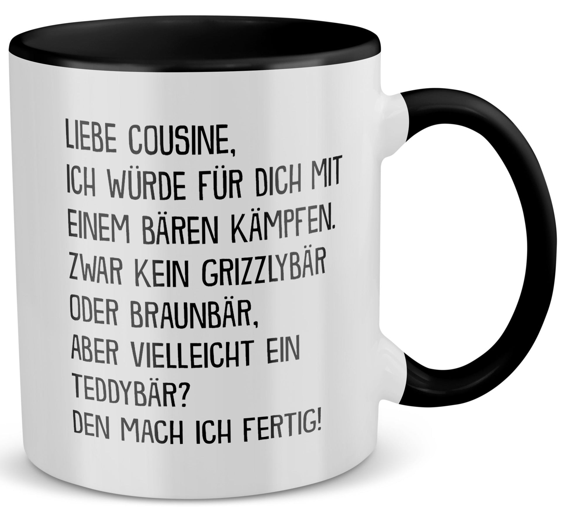 22Feels® Cousine Geschenk - Tasse mit Spruch (Weiss-Schwarz, 320ml)-TwoTone Tasse Weiss-Schwarz 320ml-22Feels