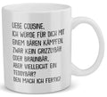 22Feels® Geschenk für Cousine - Tasse mit Spruch: Mit Bären Kämpfen (Weiss, 320ml)-Weisse Tasse 320ml-22Feels