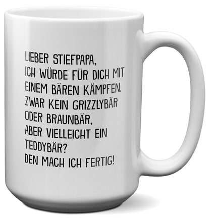 22Feels® Stiefvater Geschenk - XL Tasse mit Spruch (Weiss, 440ml)-Weisse XL Tasse 440ml-22Feels