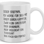 22Feels® Geschenk für Stiefpapas - Tasse mit Spruch: Mit Bären Kämpfen (Weiss, 320ml)-Weisse Tasse 320ml-22Feels