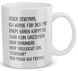 22Feels® Geschenk für Stiefpapas - Tasse mit Spruch: Mit Bären Kämpfen (Weiss, 320ml)-Weisse Tasse 320ml-22Feels